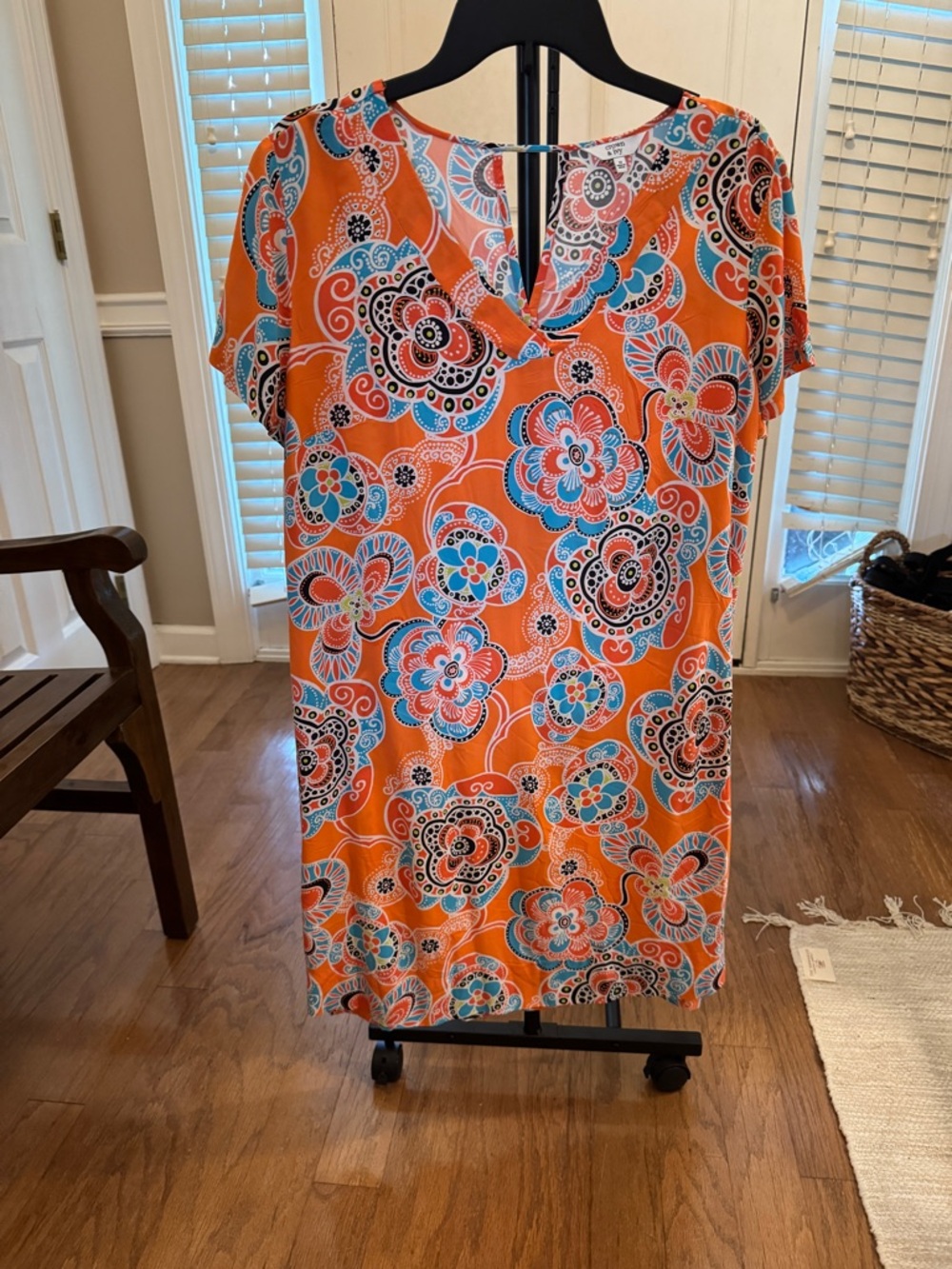 Orange Floral V-Neck Women’s Dress